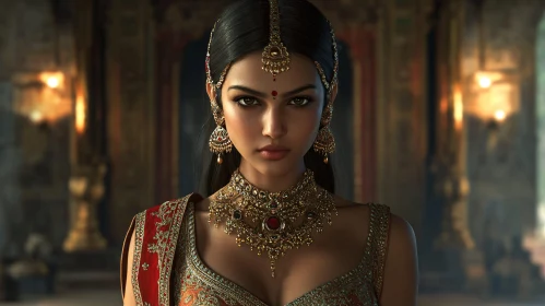 Portrait of Woman with Indian Jewelry