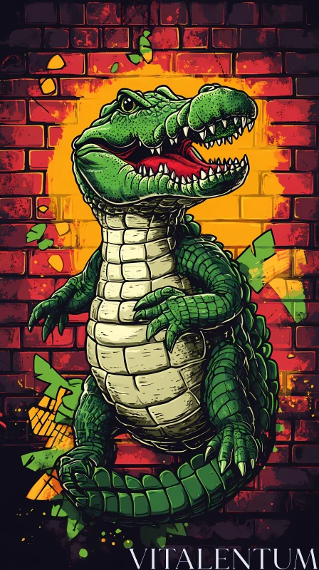 Crocodile Street Art Mural AI Image