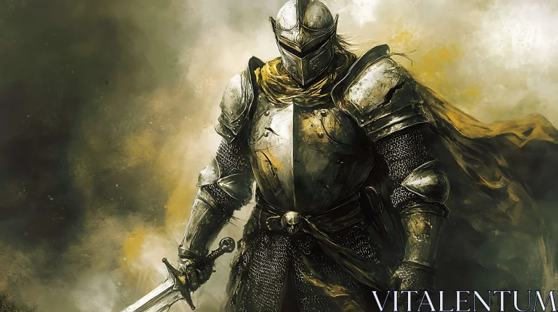 AI ART Armored Knight with Sword