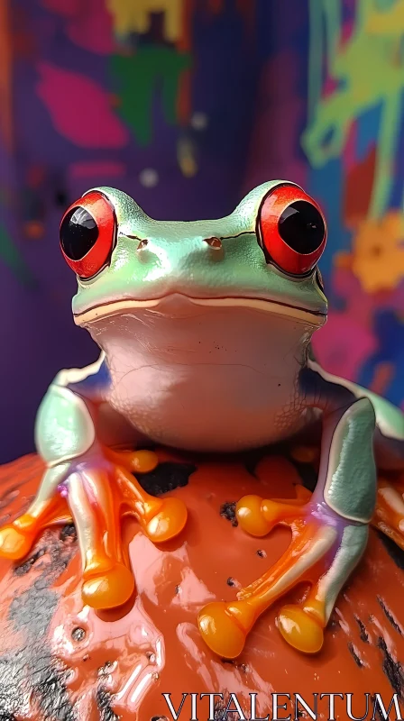 Colorful Red-Eyed Frog AI Image