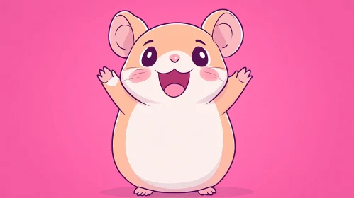 Cute Hamster Cartoon on Pink Background