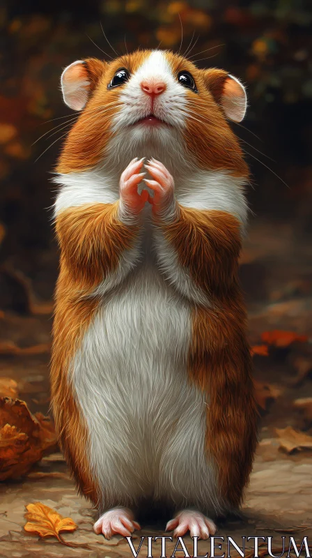 Cute Hamster with Brown and White Fur AI Image