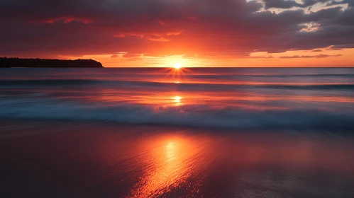 Ocean Sunset with Fiery Sky