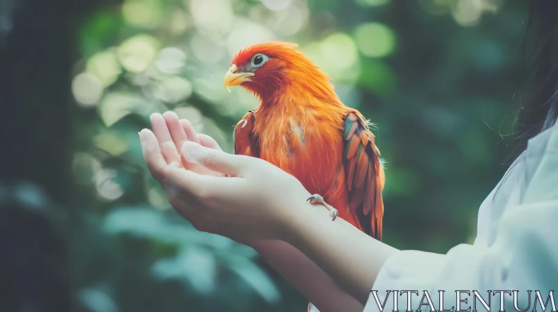 Orange Plumage Bird Portrait AI Image