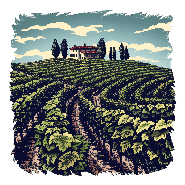 Serene Vineyard Landscape T-Shirt Design POD Design