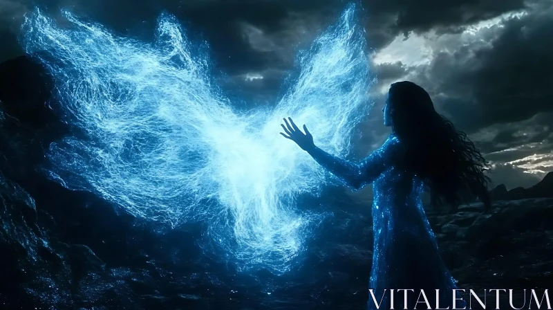 Ethereal Woman Connecting with Energy AI Image