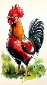 Colorful Rooster Art