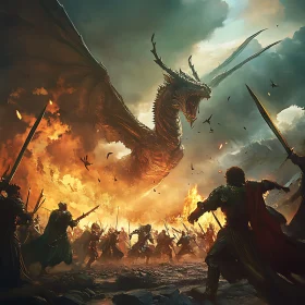Fantasy Dragon Confrontation Art