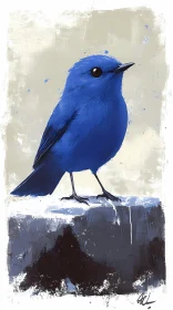 Vivid Blue Bird on Stone