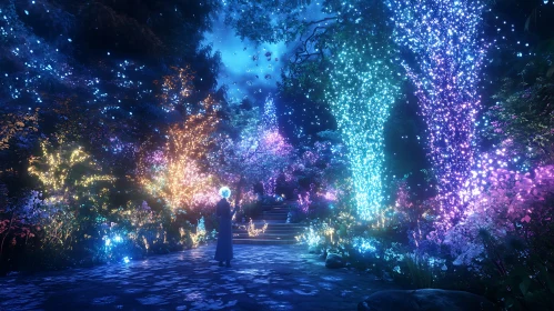 Mystical Glowing Forest Scene