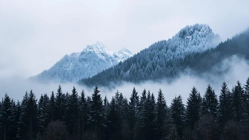 Majestic Winter Mountains and Forest