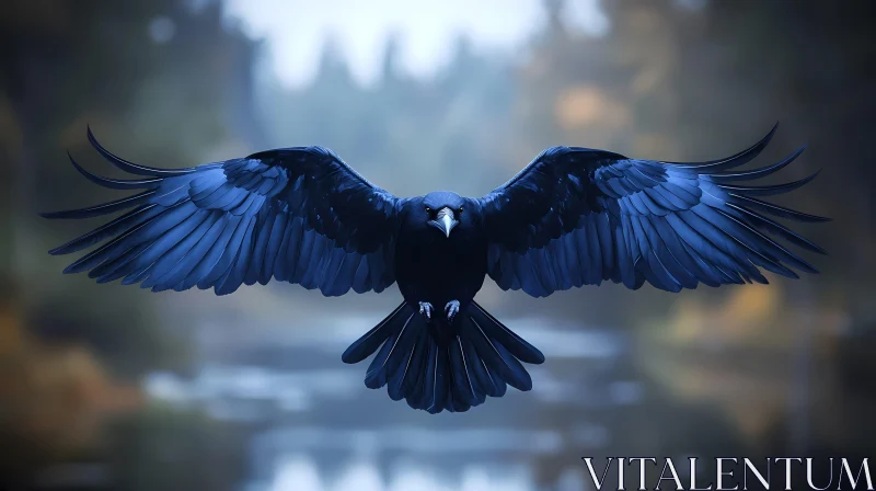 AI ART Black Raven Soaring