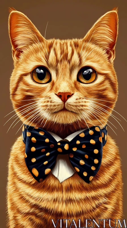 Feline Fashion: Orange Tabby Portrait AI Image