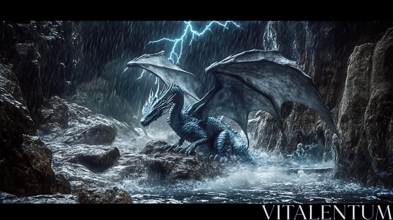 AI ART Dragon in the rain