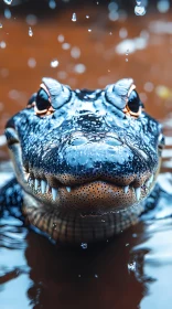 Crocodile in Water Close-Up