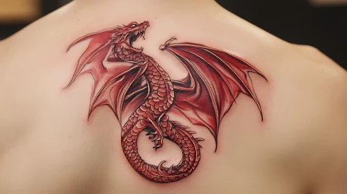 Crimson Dragon Back Tattoo