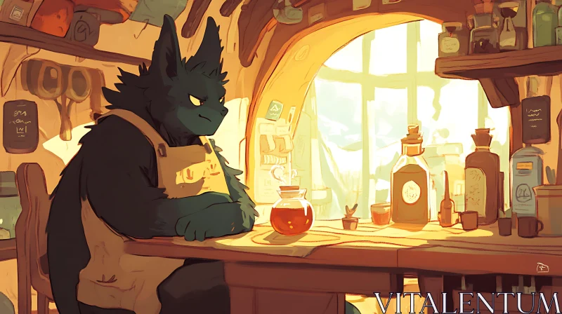 Furry Alchemist at Work AI Image