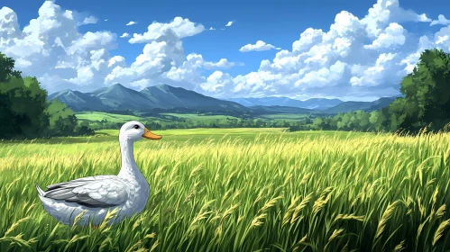 Duck in Serene Field