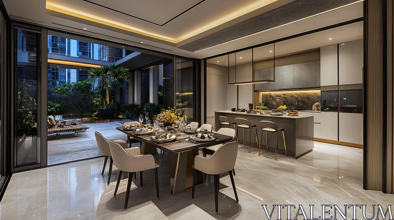 Elegant Open-Plan Kitchen and Dining Space AI Image