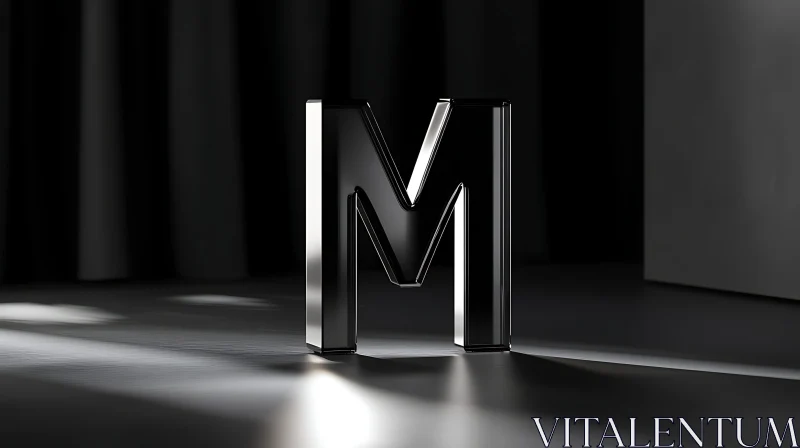 AI ART Monochrome Letter M