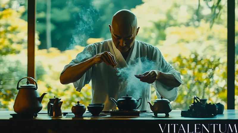 Peaceful Tea Preparation AI Image