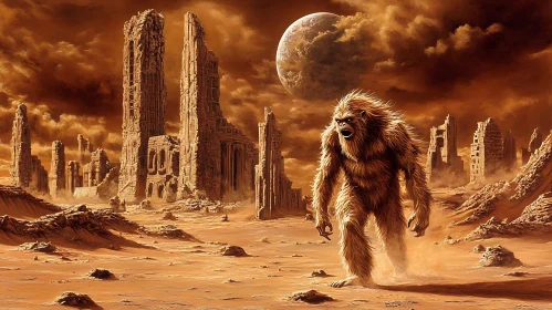 Sasquatch Among Ancient Ruins