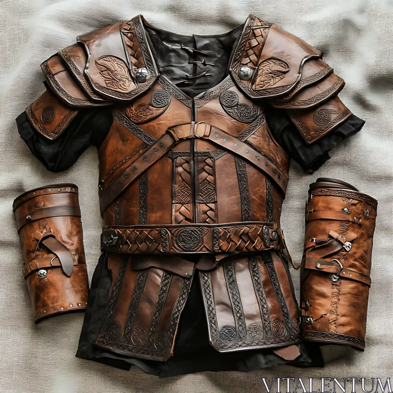 AI ART Celtic Knotwork Leather Armor - Vintage Design