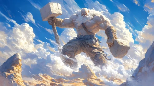 Stone Giant Amidst Clouds