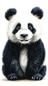 Adorable Panda Art with Black and White Details