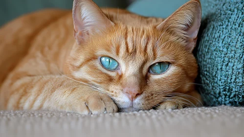 Ginger Cat Relaxing at Home