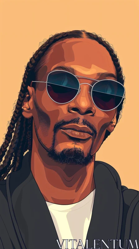 Snoop Dogg Illustrated Portrait AI Image