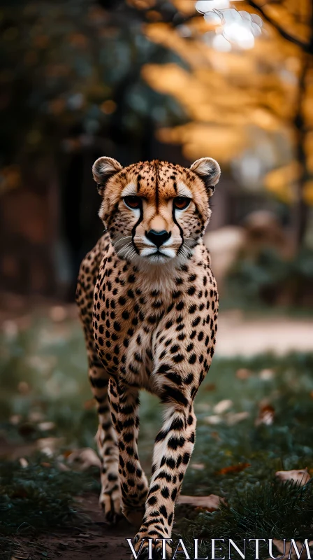 Cheetah Walking in Forest AI Image