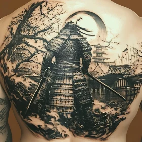 Back Tattoo of a Samurai Warrior