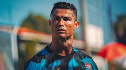 Focused Cristiano Ronaldo on the Field