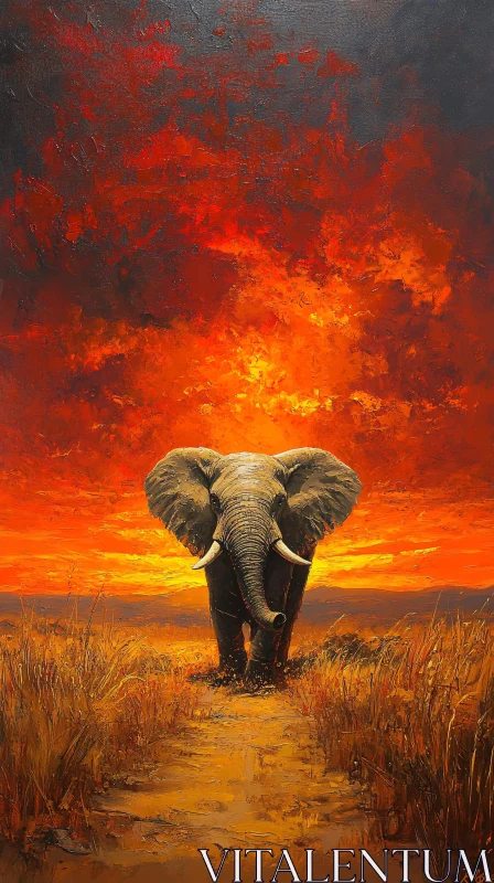 Elephant at Dusk AI Image