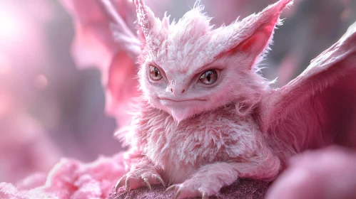 Fluffy Pink Dragon with Wings