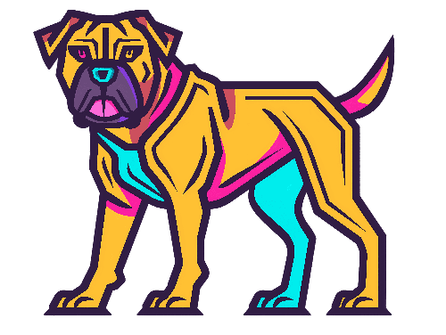 Cartoon Bulldog Illustration with Pink Collar POD Design