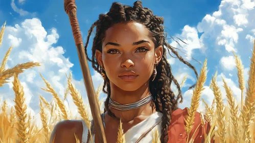 Golden Field Woman Portrait