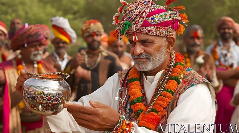 Man in Traditional Indian Clothing AI Image