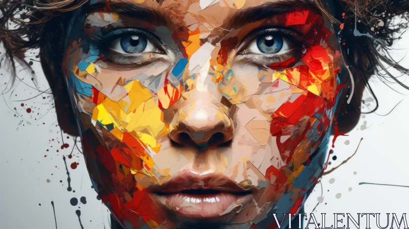 Colorful Mosaic-Inspired Woman Portrait Artwork AI Image