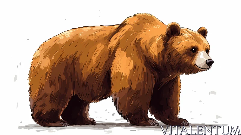 Illustrated Brown Bear AI Image