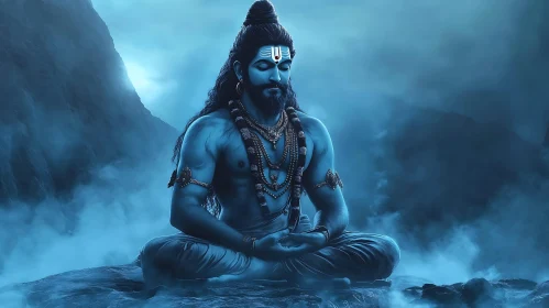 Serene Man Meditating