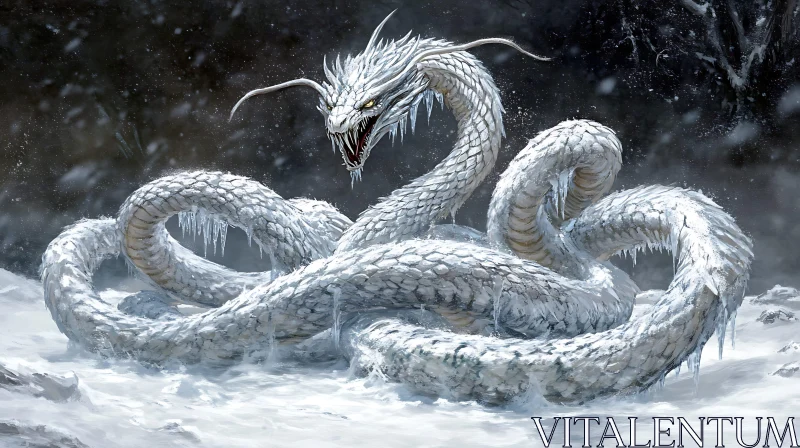 AI ART Icy Dragon in a Frozen Realm