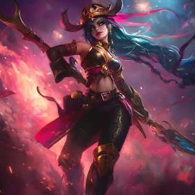 Fantasy Warrior with Weapons