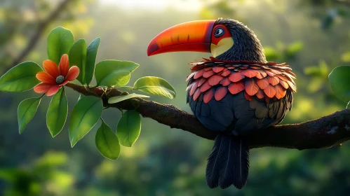 Colorful Toucan in Lush Greenery