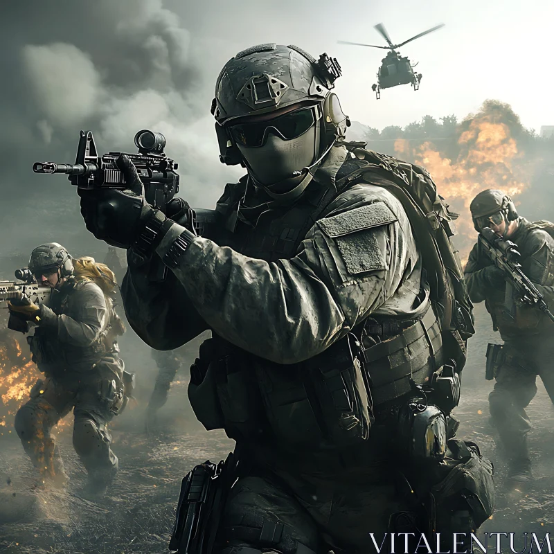 Military Combat Operation with Soldiers AI Image