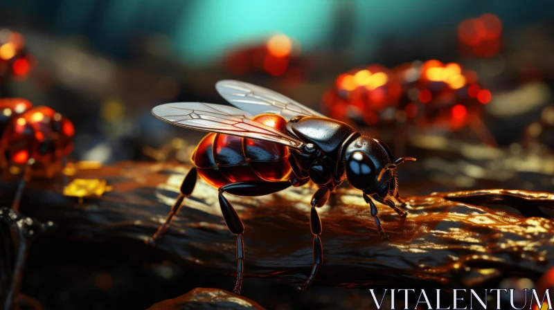 Intricate Insect Animation with Black Bee and Ants AI Image