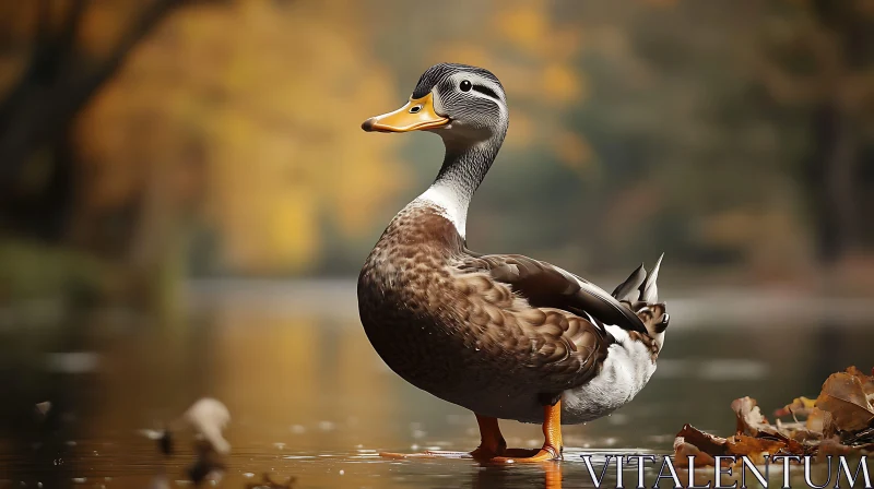 Duck in Shallow Water Serenity AI Image