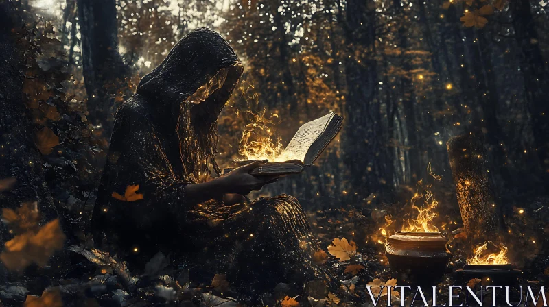 AI ART Mystic Reading in the Woods