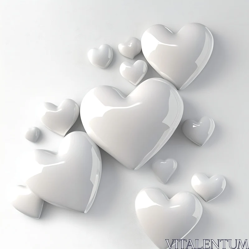 Minimalist Hearts on White Background AI Image